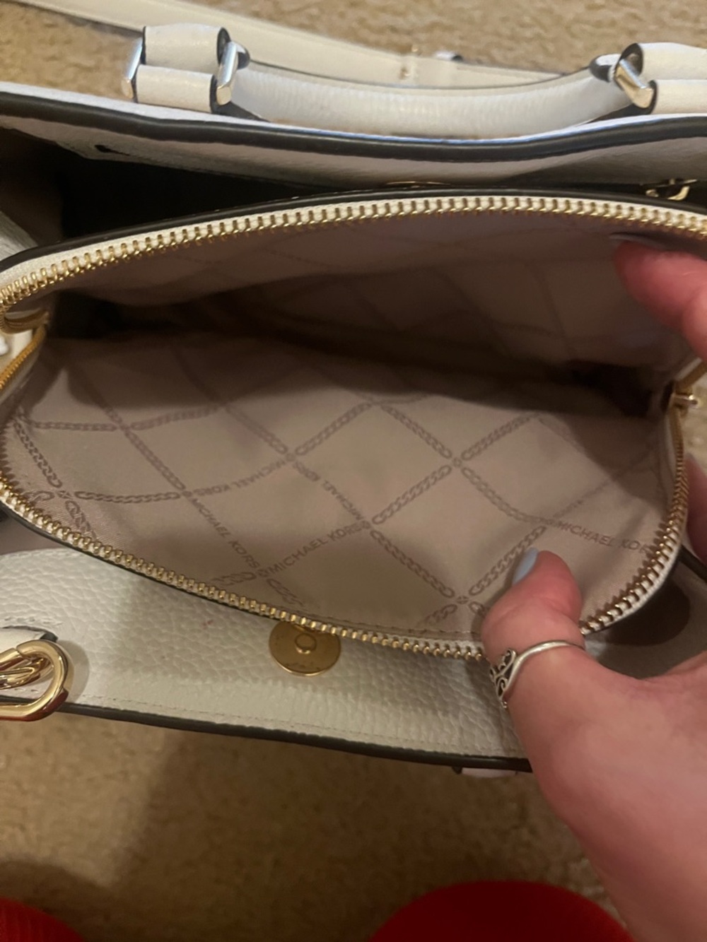 Michael Kors White Leather Mini Satchel with Gold Hardware - Picture 6 of 8